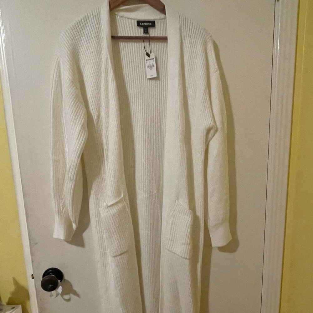 Cozy Fall Express White Duster Cardigan  NWT Size: XS